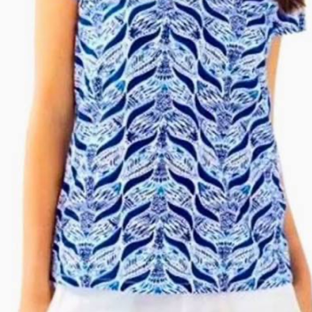 Lilly Pulitzer Etta V Neck Mermaid Tail Tee Shirt Size M - Picture 2 of 6